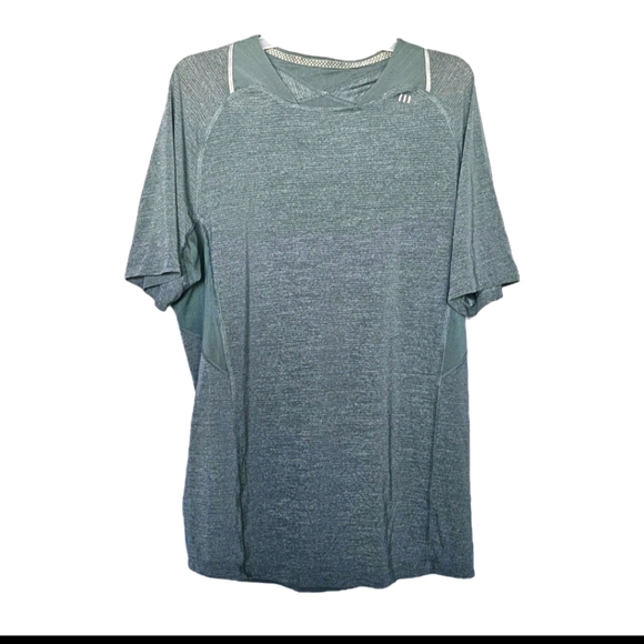 Lululemon Mens Green Medium Short Sleeve Active Athletic Performance Gym Shirt - Picture 1 of 4